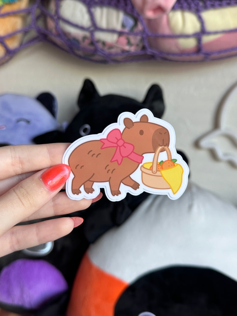 3" Spring Capybara Glossy Waterproof Kiss-Cut Sticker