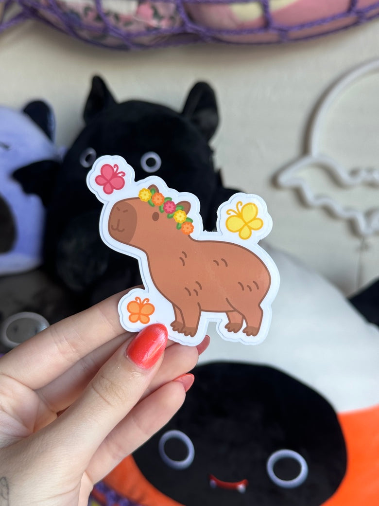 3" Spring Capybara Glossy Waterproof Kiss-Cut Sticker