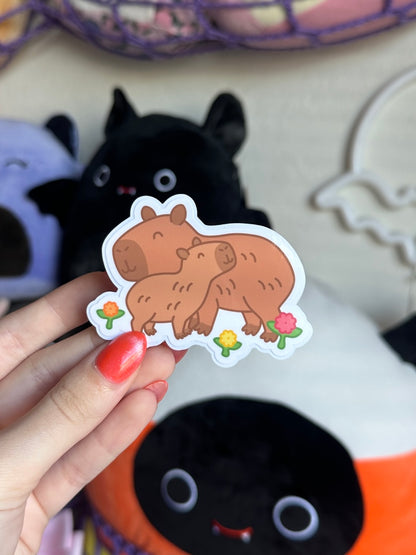 3" Spring Capybara Glossy Waterproof Kiss-Cut Sticker