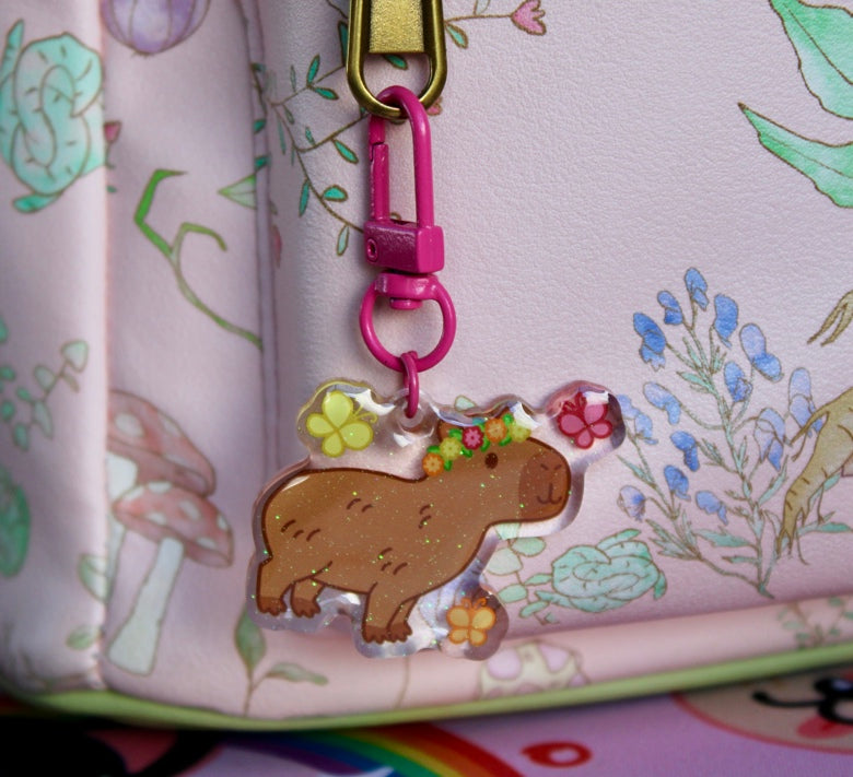 Capybara Glitter Epoxy Acrylic Keychain