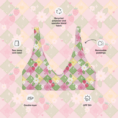 Spring Picnic Recycled Fabric Padded Swimsuit Top