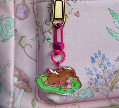 Capybara Glitter Epoxy Acrylic Keychain