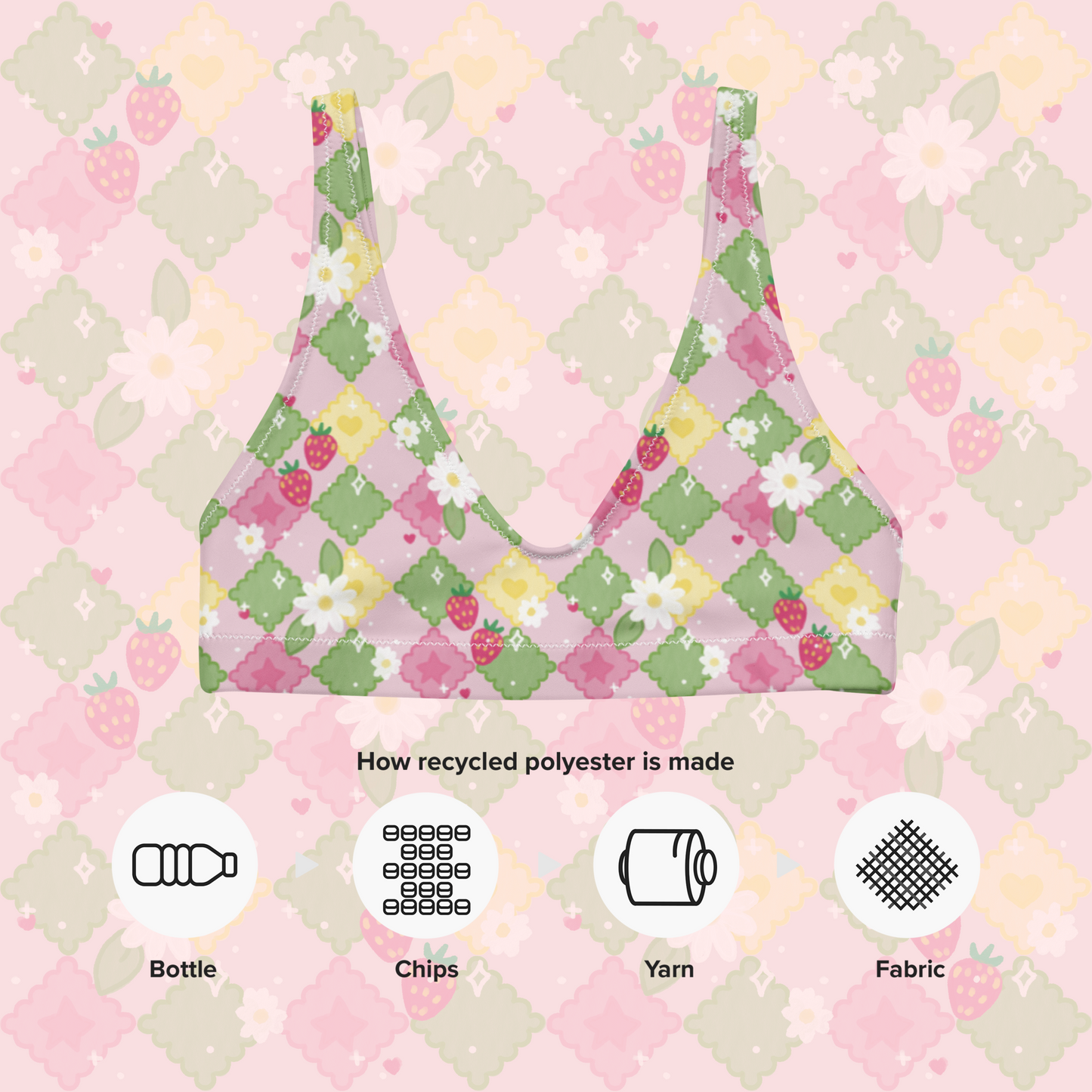 Spring Picnic Recycled Fabric Padded Swimsuit Top