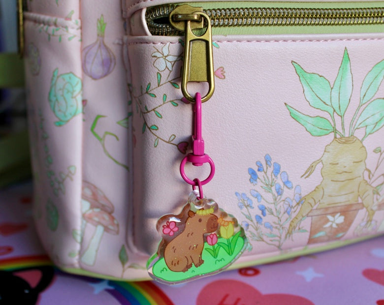 Capybara Glitter Epoxy Acrylic Keychain