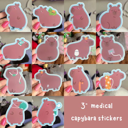 3" Medical Capybara Matte Waterproof Kiss-Cut Sticker