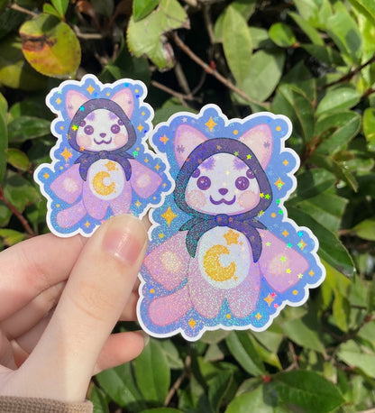 Sand Star Holographic Amelia the Cuddle Cat Waterproof Kiss-Cut Sticker