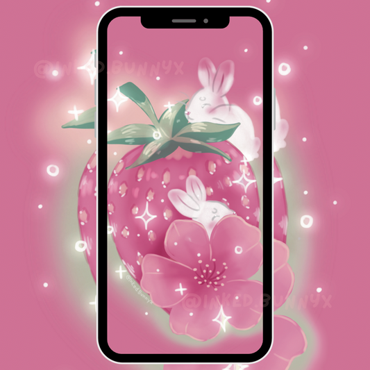 Strawberry Bunny Phone Wallpaper